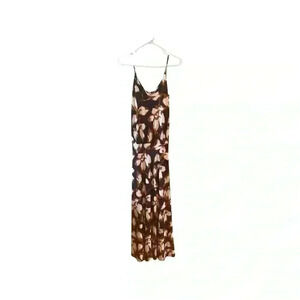 Evereve Alison Joy Maxi Dress Navy Cream Brown Excellent Cond. Size S.